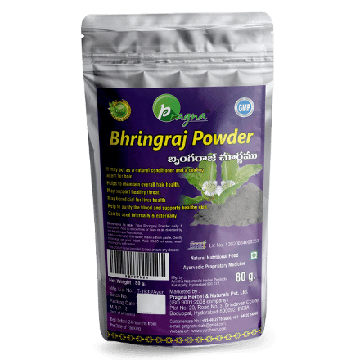 Pragna Bringraj powder is 100% pure and natural.Bhringraj powder is very beneficial to prevent hair fall due to its Keshya (hair growth enhancer) property. - Image 3