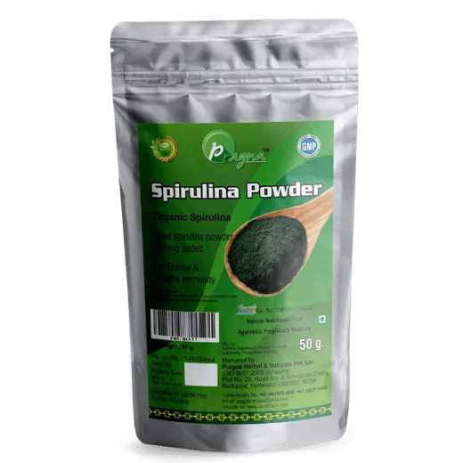Pragna Spirulina Powder is 100% pure and natural. It helps in the management of iron and haemoglobin levels in the body. - Image 3