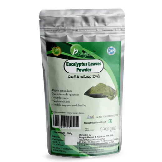 Pragna Eucalyptus Leaves powder is 100% pure and natural. It helps in the treatment of colds and lung issues. - Image 2