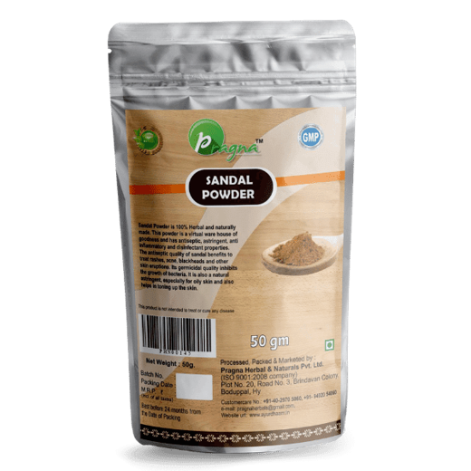 Pragna Sandal Powder is 100% pure and natural. It works as an anti-tanning agent. It can protect your skin from the sting of prickly heat.