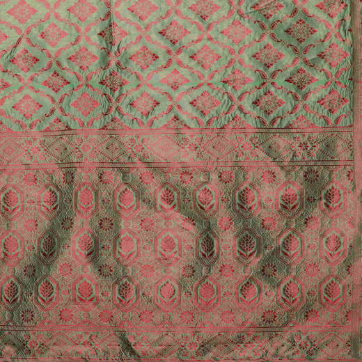Dusty Green Silk Woven Banarasi Saree - Image 3