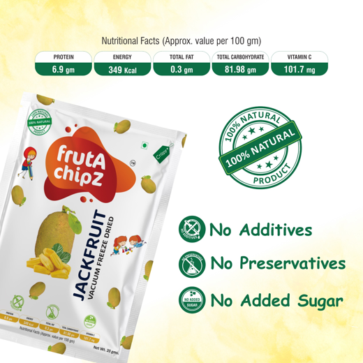 frutA chipZ Freeze Dried Chikoo 20 Gms/ Banana 30 Gms/ JackFruit 20 Gms/ Pineapple 20Gms | 100% Natural | Healthy Fruit Chips | Ready to Eat | Crunchy | - Image 3