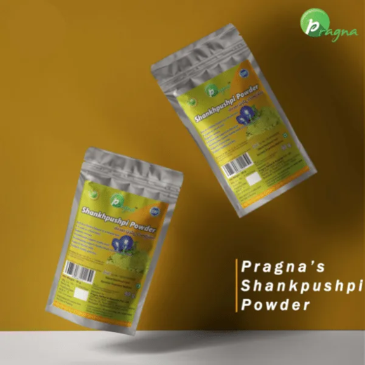 Pragna’s Shankhpushpi Powder reduces anxiety attacks, tension, and sadness by calming nerves in the brain. - Image 2