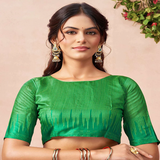 Parrot Green Silk Woven Saree - Image 2