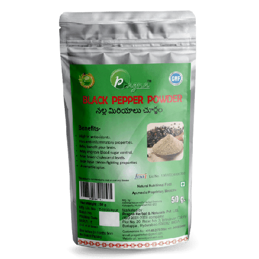 Pragna Black Pepper powder is 100% pure and natual. Antioxidants are plentiful in black pepper. They help to decrease cholesterol levels, improve digestion, and control blood sugar levels. - Image 3