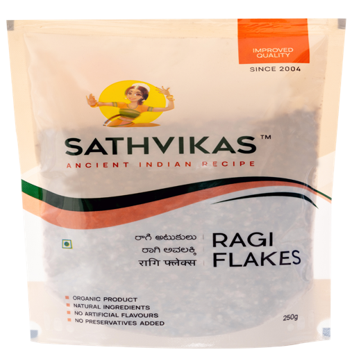 Ragi Atukulu / Finger Millet Poha / Ragi Flakes (250 grams) Pack Of 1.