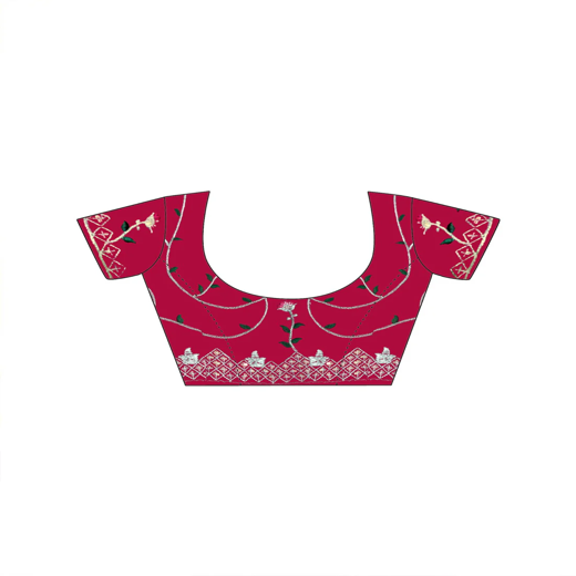 Wine Silk Sequence Embroidery Saree - Image 2