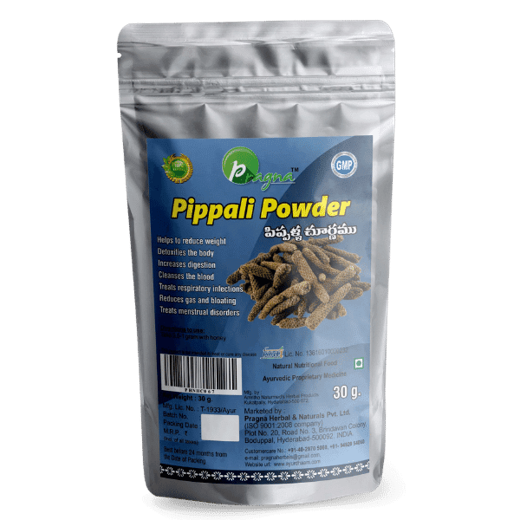 Pragna Pippali Powder is 100% pureand natural. pepper is used to cure stomachaches, heartburn, indigestion, intestinal gas, diarrhoea, and cholera, as well as increase appetite and digestion.