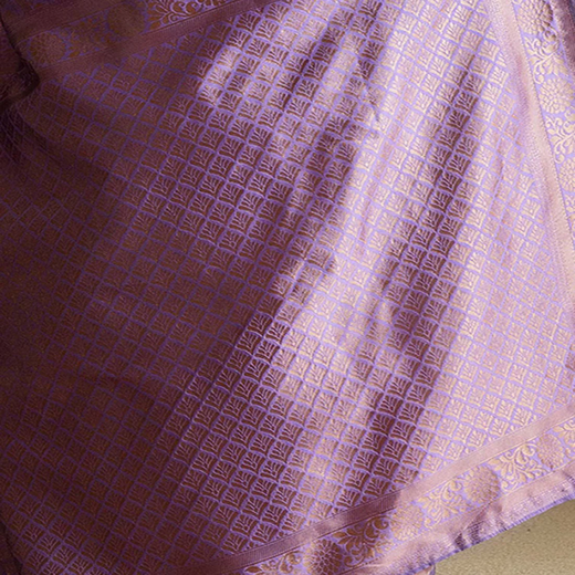 Dark Lavender Silk Woven Banarasi Saree - Image 3