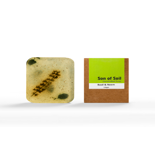 Handmade Soap with Neem and Basil for Glowing Skin and Anti Pimple and Acne| Natural Anti Bacterial Soap| No Colours| No Parabens 120gm each (Pack of 5) - Image 3