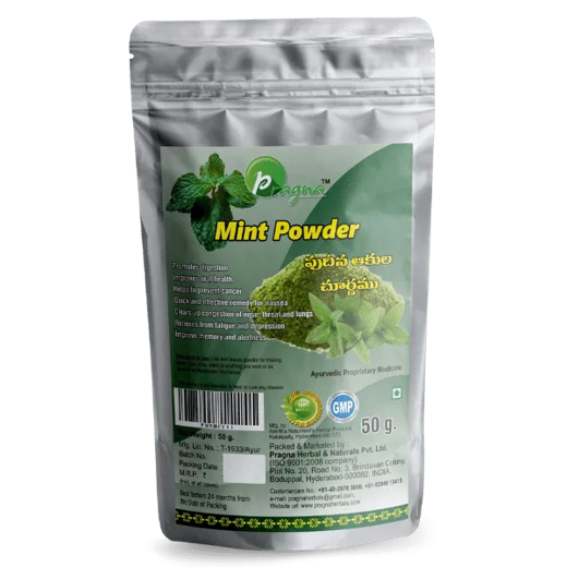 Pragna Mint Powder is 100% Pure and natual.It Helps To Improve Brain Power and Boosts your immune system.