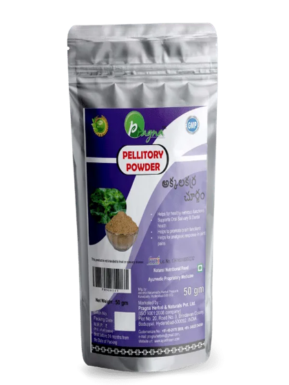 Pragna’s Akkalakarra powder possesses antioxidant and analgesic qualities that improve oral gland and dental health and aids in healthy nervous activity. - Image 3