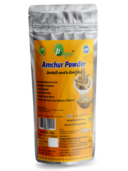 Pragna’s Amchoor Powder contains high levels of vitamin A, C, D, B6, and beta carotenes that help remove impurities, detoxify the body, and cure anemia.