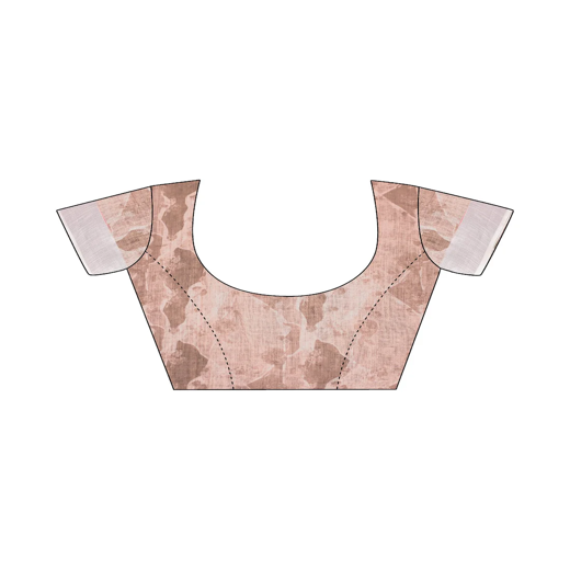 Pink Linen Printed Saree - Image 2