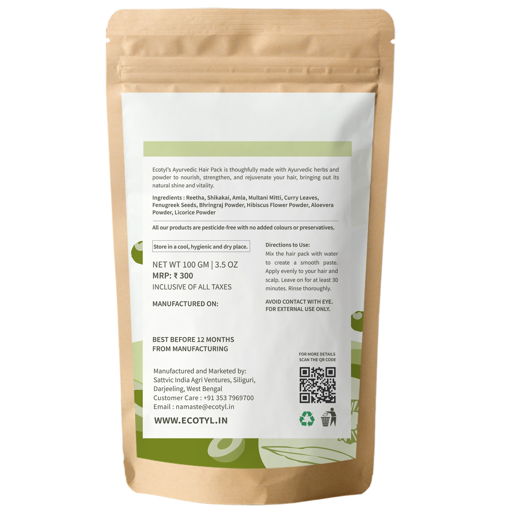 Ecotyl Ayurvedic Hair Pack | For Hair Conditioning & Strengthening | Blend of 10+ Herbs | 100g - Image 4