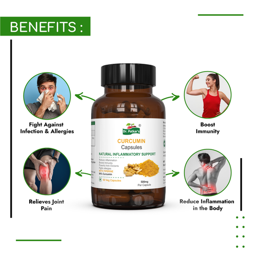 Dr.Patkar’s Curcumin Capsules with Bioperine | 95% Curcuminoids Supplements For Better Absorption | Good For Skin & Joint pains | Immunity Booster |Anti-Inflammatory | 60 Vegetarian Capsules - Image 3