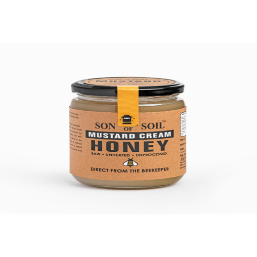 Mustard Cream Raw Honey | Pure Unpasteurized and Unprocessed Wild Honey Direct from the Beekeepers | Natural Mustard Honey | No Added Sugar -  (Glass Jar) - Image 3