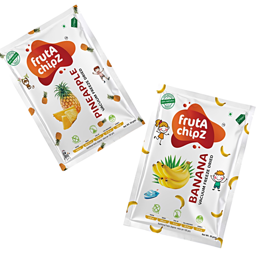 frutA chipZ Freeze Dried  Banana 30 Gms/ Chikoo 20 Gms/ Pineapple 20 | 100% Natural | Healthy Fruit Chips | Ready to Eat | Crunchy | - Image 4