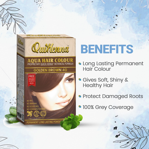Organic Aqua Powder Hair colour- 4G Golden Brown - Image 2