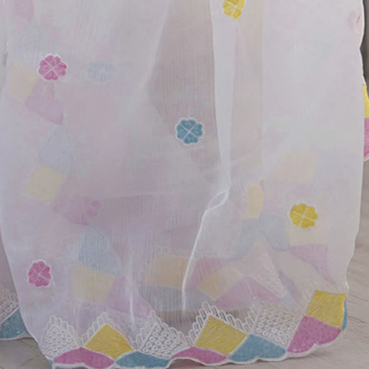 White Shimmer Sequence Embroidery Saree - Image 3